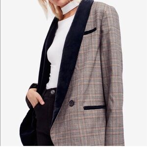 Free People Plaid Blazer with Black Accents